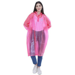 Regencape mit Ärmel Regenmantel geschlossen PVC Pink transparent Punkte Polka Dots VARP004 Regencape mit Ärmel Regenmantel geschlossen PVC Pink transparent Punkte Polka Dots VARP004