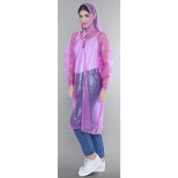 Regencape mit Ärmel Regenmantel geschlossen PVC Lila transparent Punkte Polka Dots VARP004 Regencape mit Ärmel Regenmantel geschlossen PVC Lila transparent Punkte Polka Dots VARP004
