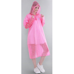 Regencape mit Ärmel Regenmantel geschlossen PVC Pink transparent Netz VARP005 Regencape mit Ärmel Regenmantel geschlossen PVC Pink transparent Netz VARP005