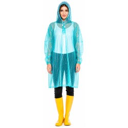Regencape mit Ärmel Regenmantel geschlossen PVC Aquamarin (Grün-Blau) Punkte Polka Dots VARP004 Regencape mit Ärmel Regenmantel geschlossen PVC Aquamarin (Grün-Blau) Punkte Polka Dots VARP004