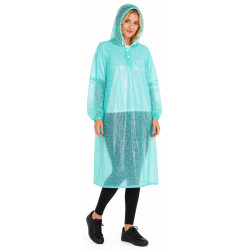 Regencape mit Ärmel Regenmantel geschlossen PVC Aquamarin (Grün-Blau) transparent Netz VARP005 Regencape mit Ärmel Regenmantel geschlossen PVC Aquamarin (Grün-Blau) transparent Netz VARP005