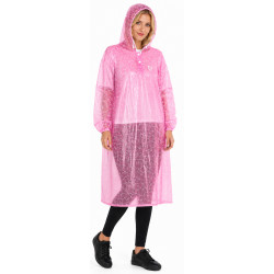 Regencape mit Ärmel Regenmantel geschlossen PVC Pink transparent Netz VARP005 Regencape mit Ärmel Regenmantel geschlossen PVC Pink transparent Netz VARP005