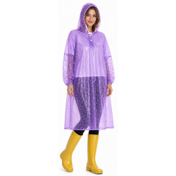 Regencape mit Ärmel Regenmantel geschlossen PVC Lila transparent Netz VARP005 Regencape mit Ärmel Regenmantel geschlossen PVC Lila transparent Netz VARP005